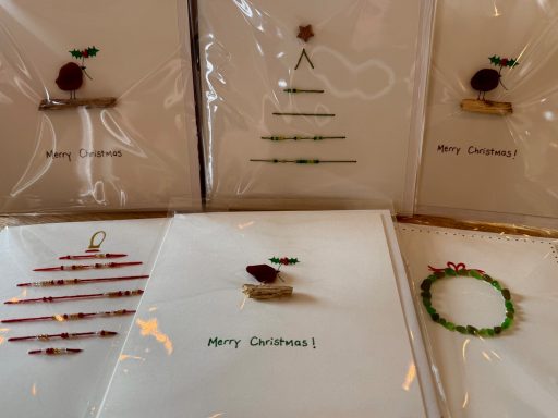 Christmas cards made with seaglass